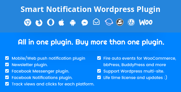 Smart Notification WordPress Plugin. Web & Mobile Push, FB Messenger, FB Notification & Newsletter  v9.3.9